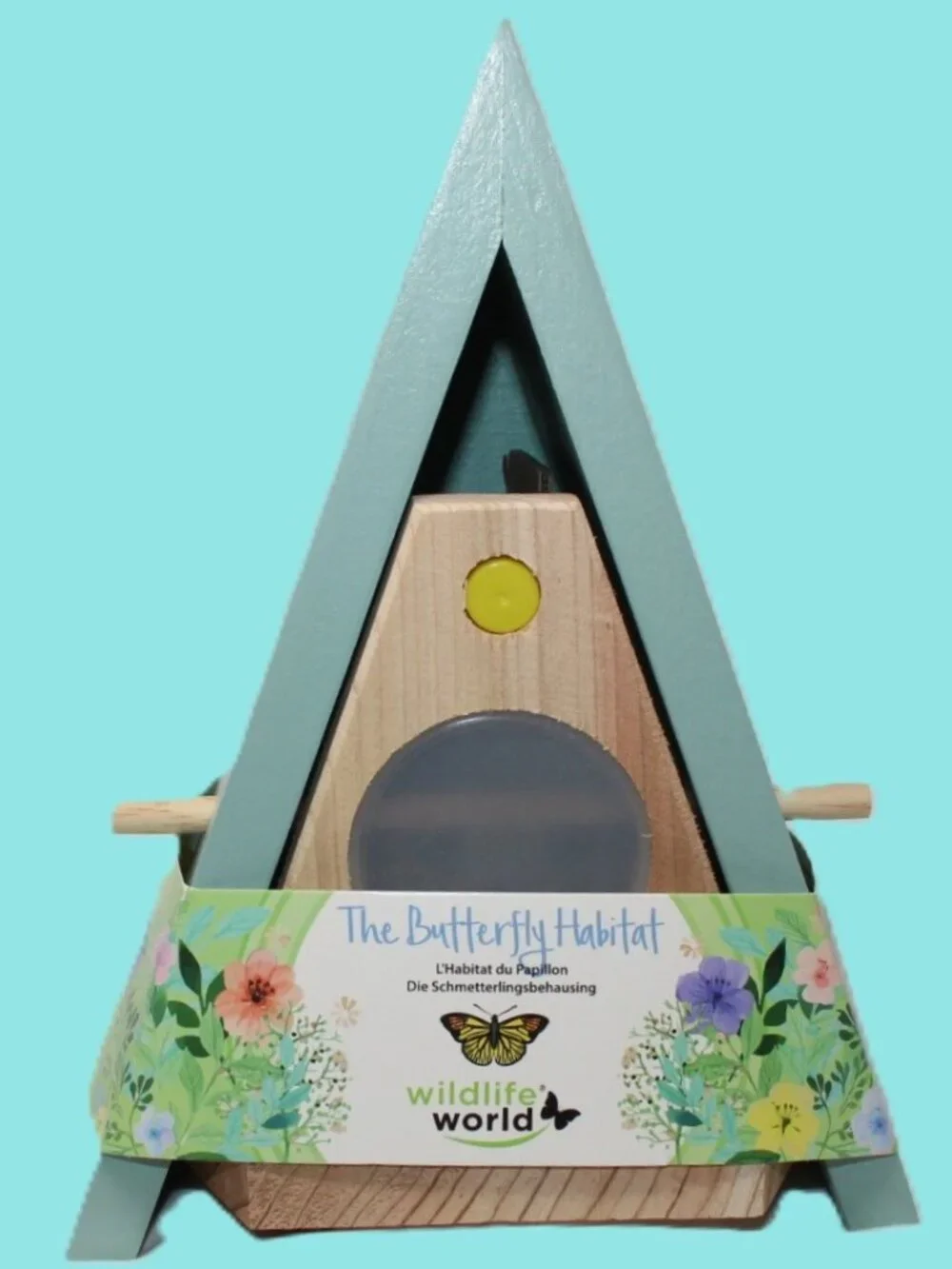 NWT The Butterfly Habitat Feeder Made of Wood by Wildlife World~Includes a Book